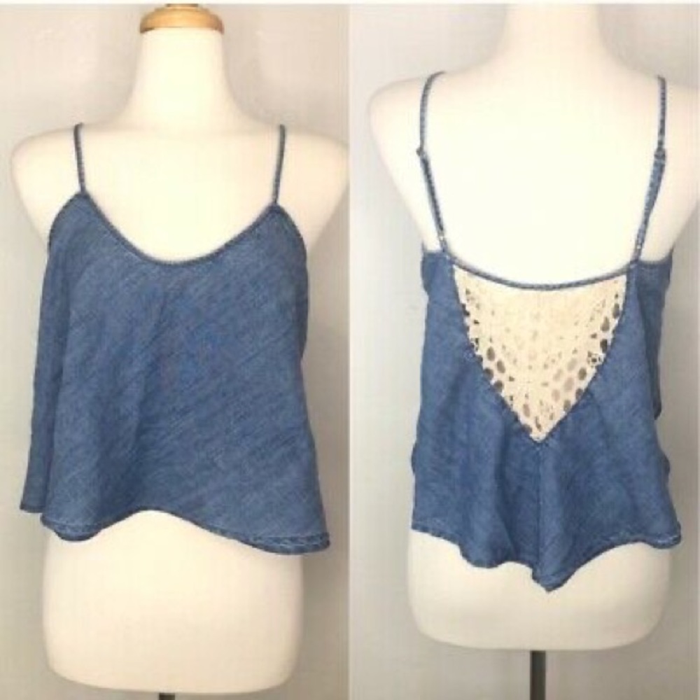 FP Chambray Tank With Macrame Back